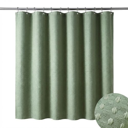 Dynamene Sage Green Waffle Shower Curtain
