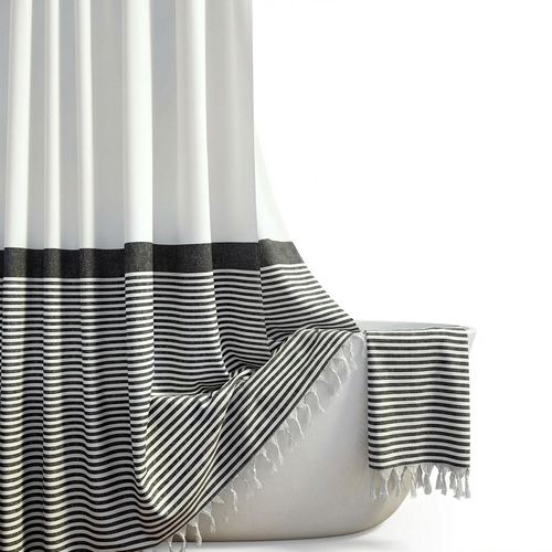 Dynamene Black and White Farmhouse Shower Curtain